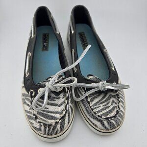 🐾 Sperry Top-Sider Zebra Print Sequin Boat Shoes | Women’s Size 7M